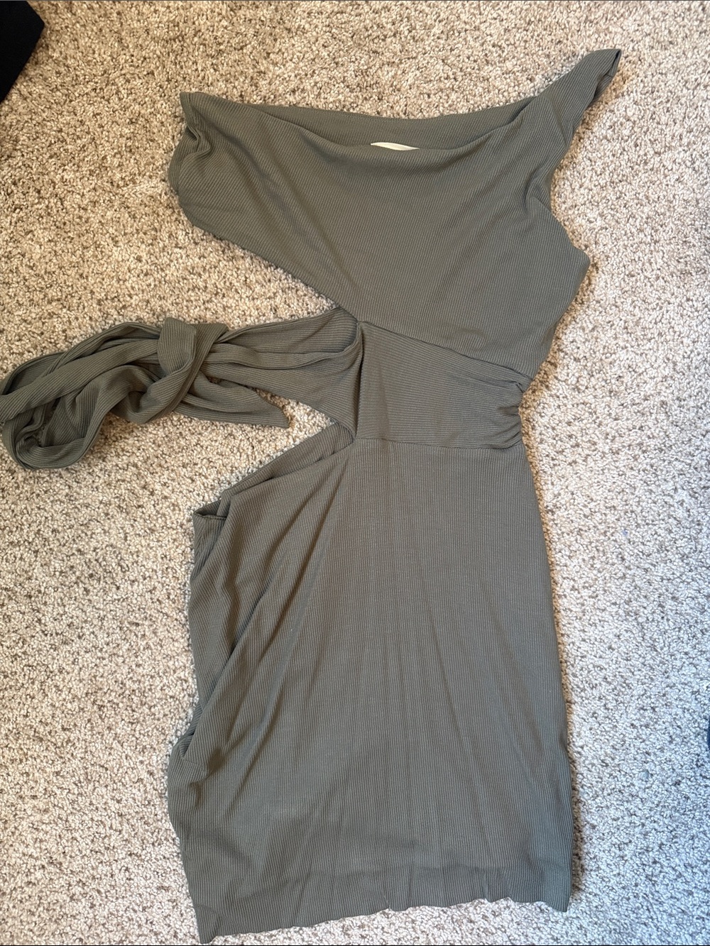 Olive Green One-Shoulder Dress